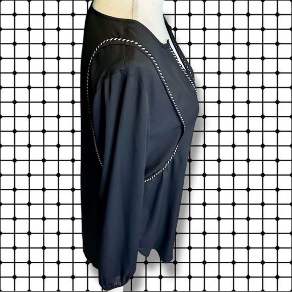 NWOT J. Crew Black & White Split Neck Tassel Trim Popover Tunic Size 6 - Picture 13 of 15